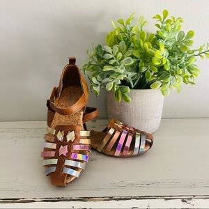 OshKosh Brown Gold & Silver Closed Toe Sandal SZ 8